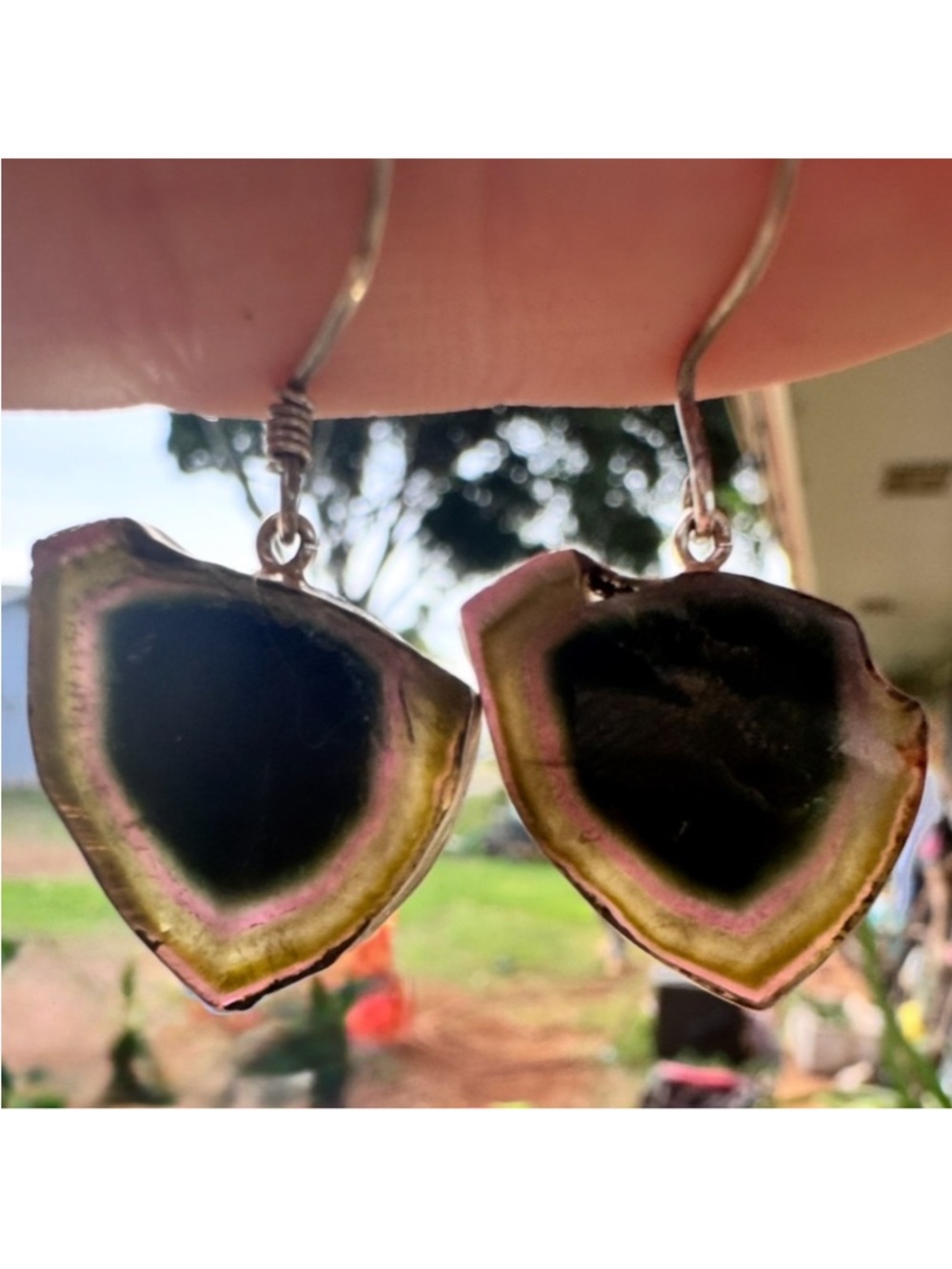 Huge 30 carat solid sterling genuine watermelon tourmaline earrings $788